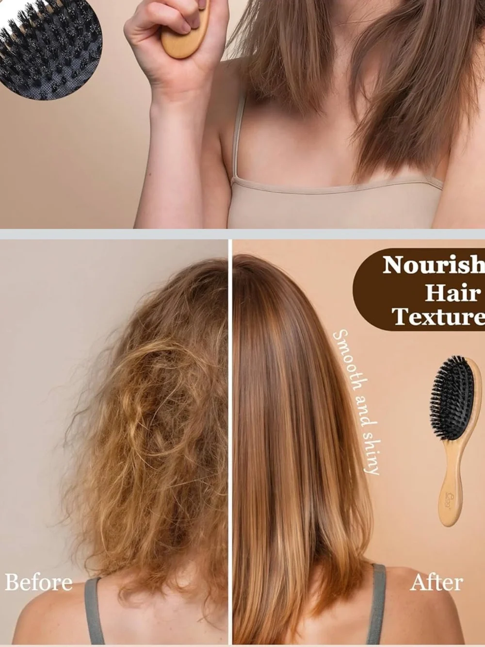 ⚡️❄️Black Egg Wooden Boar Bristle Brush